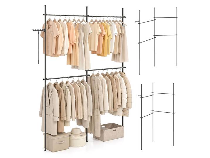 Costway Portant À Vetements Télescopique Robuste\, Sans Perçage (noir\,m)
