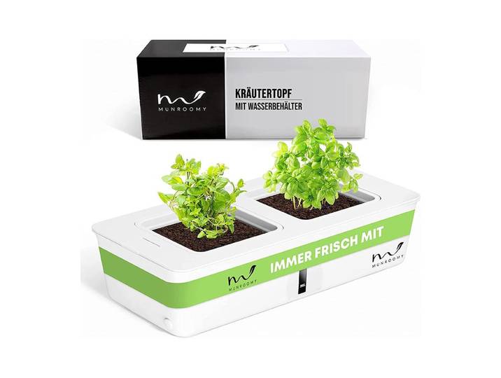 MUNROMY Pot pour semis d'herbes aromatiques d'intérieur avec système d'auto-arrosage