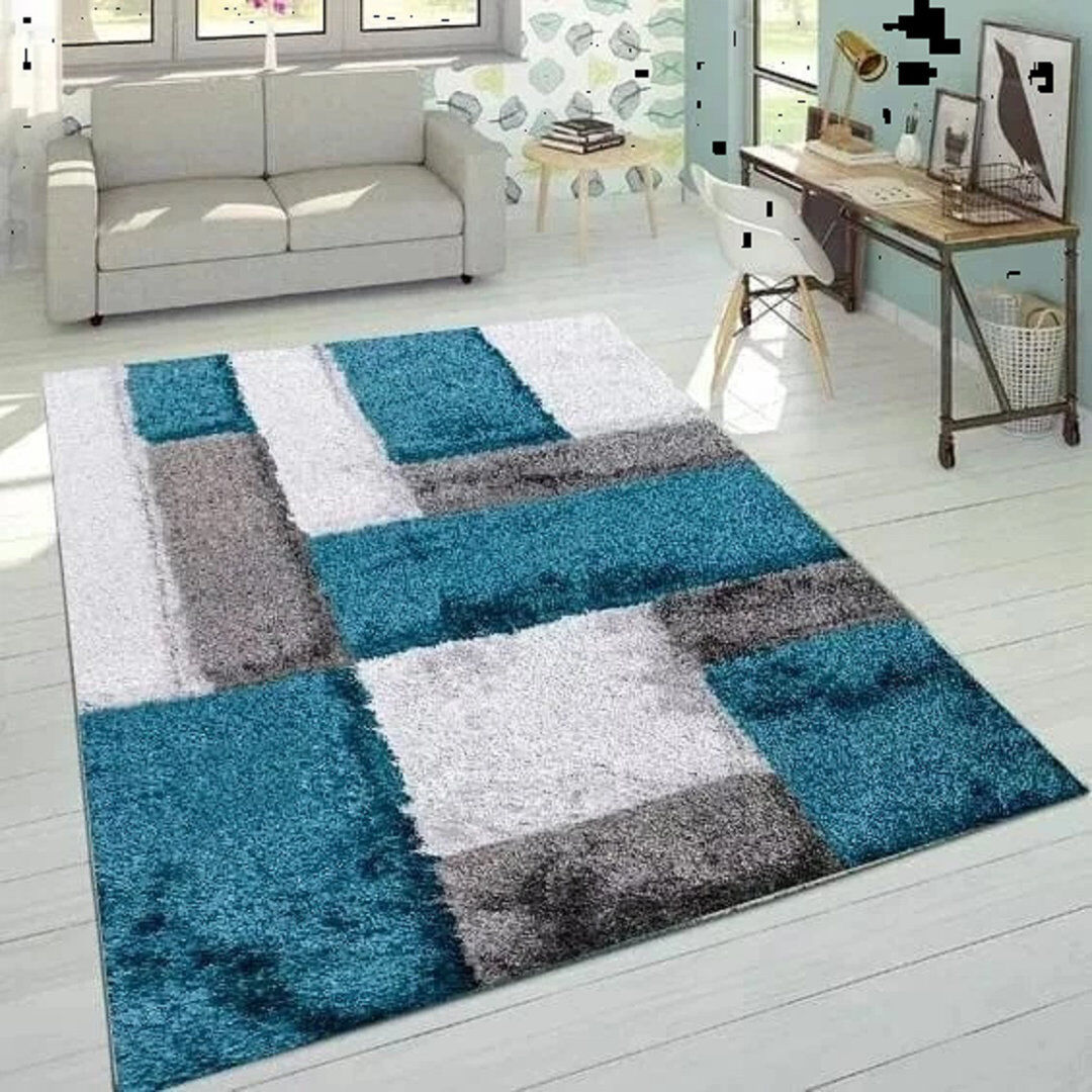 Ebern Designs Modern Stylish Large Shaggy Area Rugs Hallway Living Room Bedroom Carpet Mats* Emerald Rectangle 160 x 230 cm