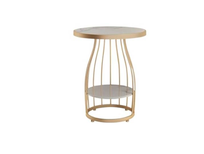 Beistelltisch für Wohnzimmer, Beistelltisch mit Stein-Effekt, luxuriös, kompakter Couchtisch, für Sofa, Wohnzimmer, rund, minimalistisch, für Balkon, Nachttisch