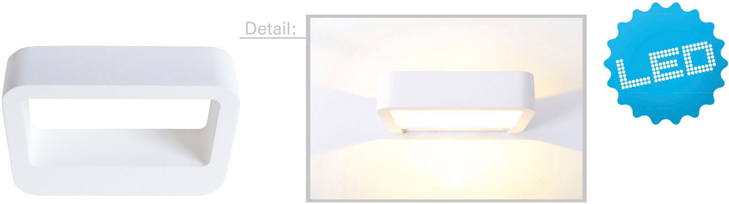 NÄVE LED Wandleuchte "Wanna", weiß, 1, H: 5cm, 1 Stk., Leuchten, incl. 1x 5W Edison LED, l: 20cm, b: 12cm, h: 5cm, Gips, weiß, LED Wandleuchte