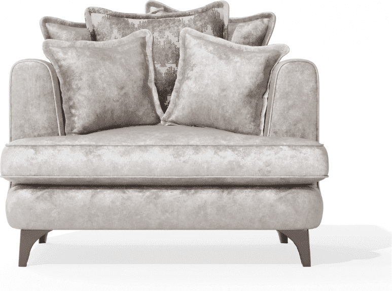 Gisele Oyster & Taupe Textured Chenille Pillowback Sofa Range with Walnut Legs, Love Seat