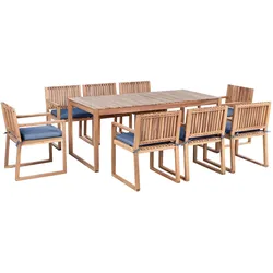 GARTENMÖBEL-SET 8-Sitzer Blau zertifiziertes Akazienholz Sassari Premium