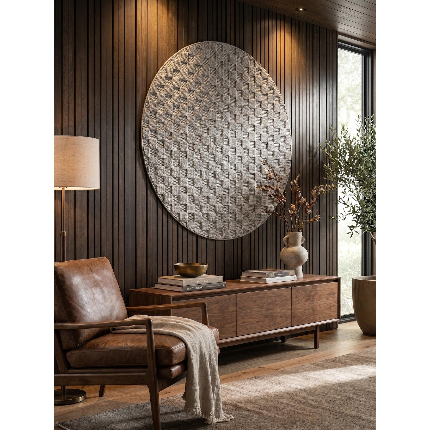 Flachgewebe-Teppich Schachbrett Silber 160x160 cm Schachbrett