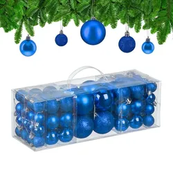 Relaxdays Weihnachtskugeln 76er Set Blau,Silber