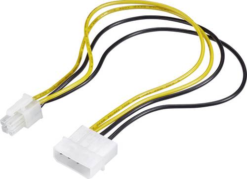 Renkforce Strom Anschlusskabel [1x ATX-Stecker 4pol. - 1x IDE-Strom-Stecker 4pol.] 0.30m Gelb, Schwarz