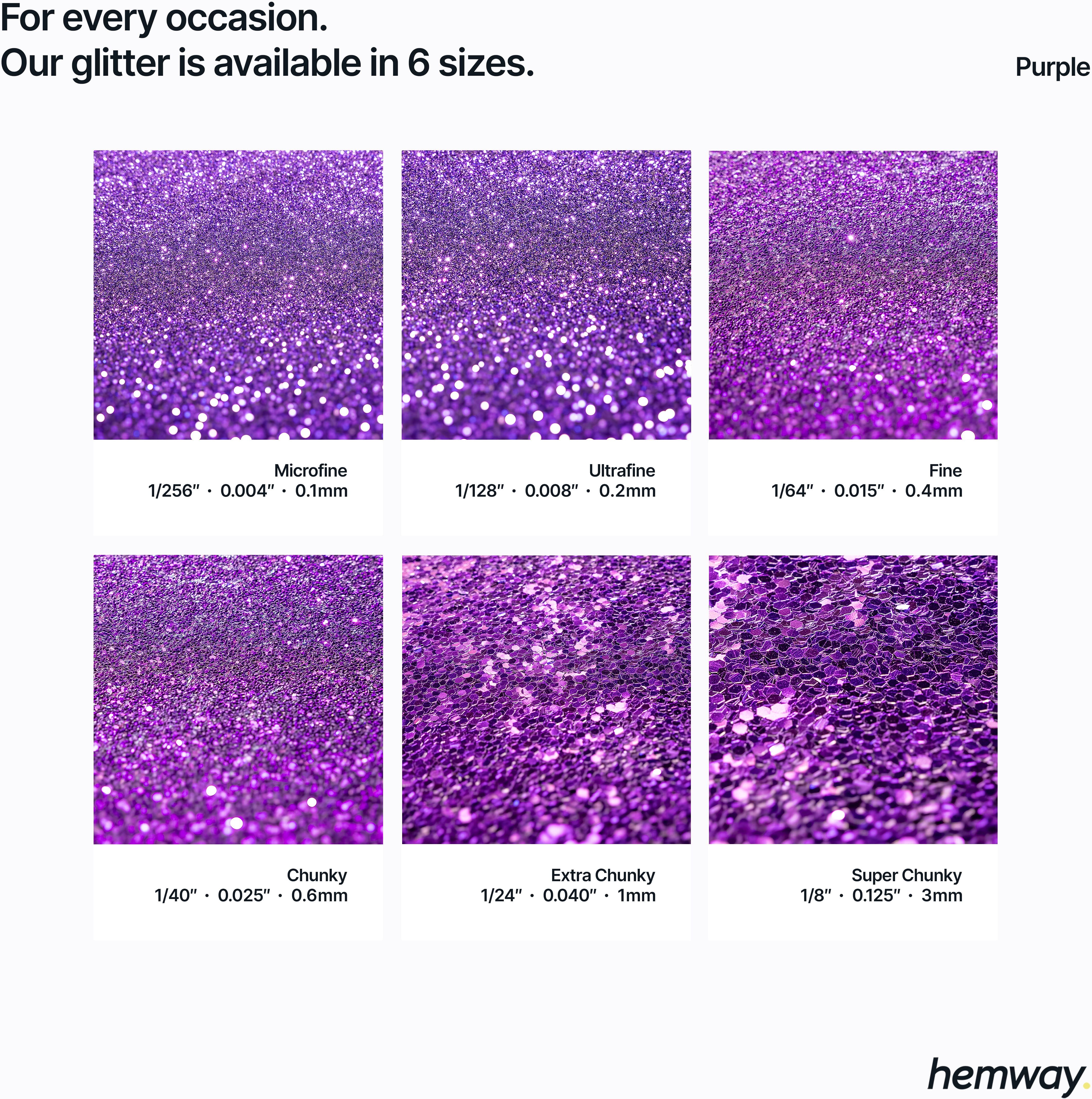 Hemway Epoxy Resin Glitter 100g / 3.5oz   Purple   Polyurethane   Tumblers   Flooring - Purple - Fine 100g
