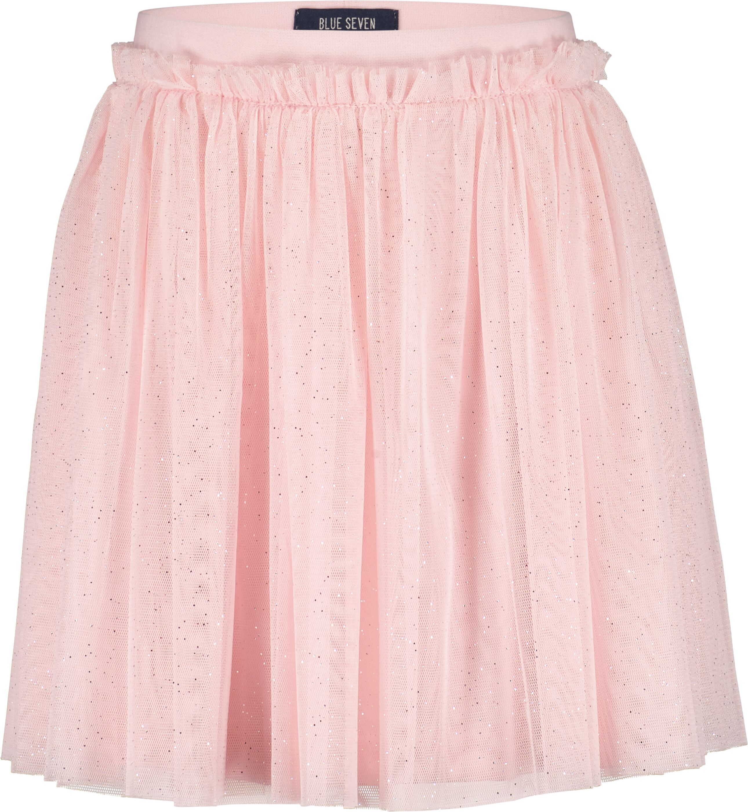 Tüllrock BLUE SEVEN, Mädchen, Gr. 104, rosa, Jersey, Obermaterial: 100% Baumwolle, Glitzermuster, bedruckt, Basic knieumspielend, Röcke Tüllrock, in Midi-Länge rosa 104