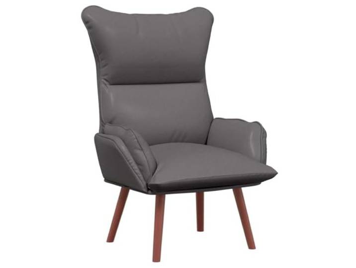 Sessel Grau 69 x 74 x 93 cm Kunstleder Moderner Relaxsessel, Polyesterfüllung, Gummibaumbeine, Wohnzimmer, Schlafzimmer, Büro, trocken abwischbar