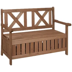 Relaxdays Gartenbank, Outdoorbank mit Stauraum, 2-Sitzer, HBT 85 x 115 x 60 cm, Sitztruhe mit Rückenlehne, dunkelbraun