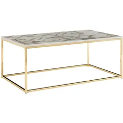 COUCHTISCH mit Marmor-Optik, Metallbeine, rechteckig, Serie MARBRIX, Weiß 100x60x40 cm