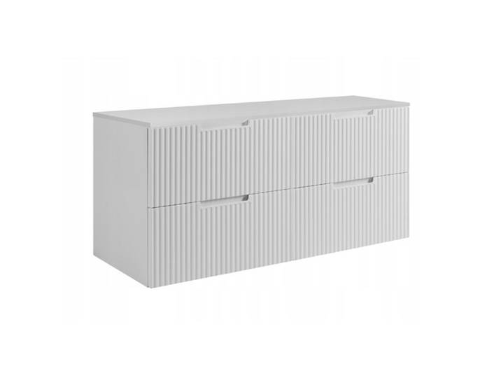 RODAN Meuble sous Lavabo 160 cm FLOW façade rainurée - avec plan de travail - Blanc