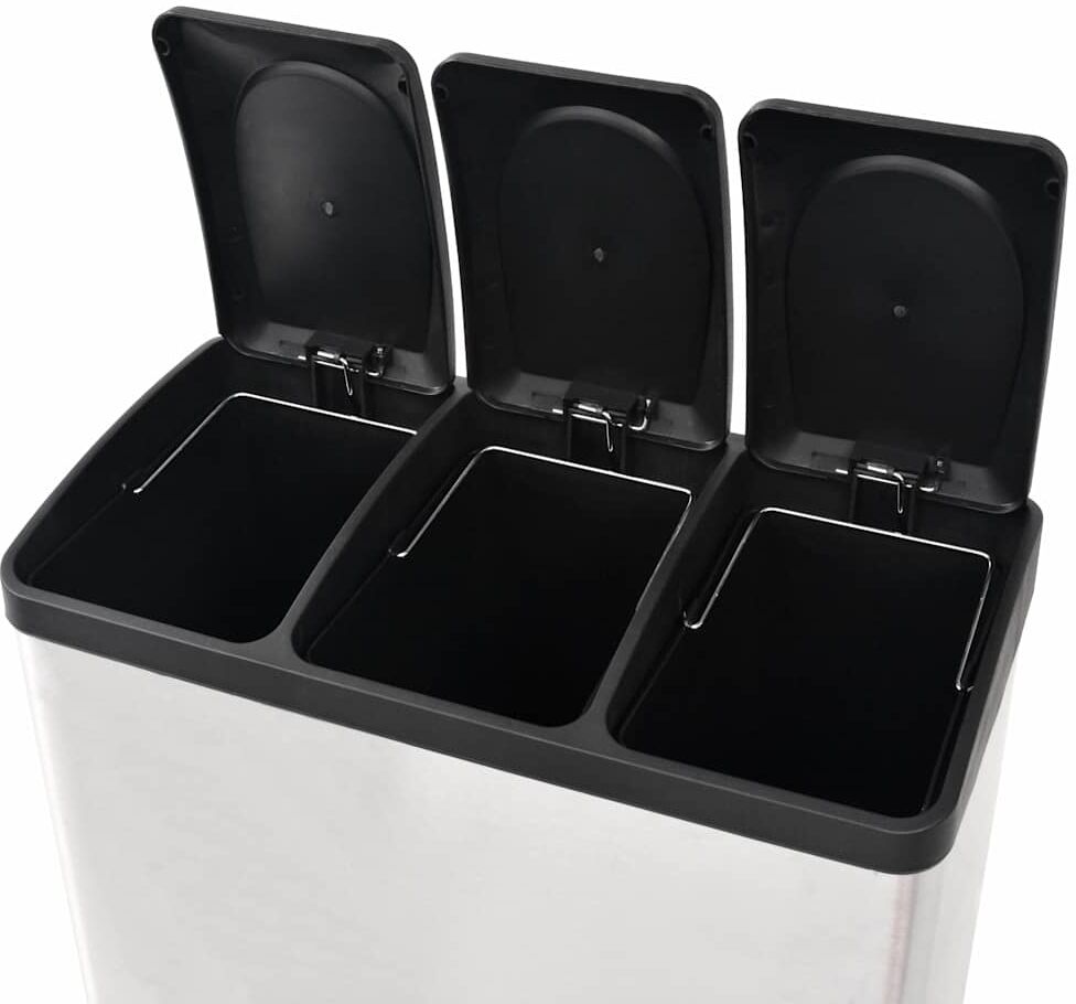 vidaXL Poubelle à ordures Acier inoxydable 54 L