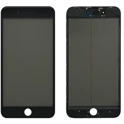 Display-Frontglas, kaltgepresst, mit Rahmen, OCA und Polarisator für iPhone 7, schwarz
