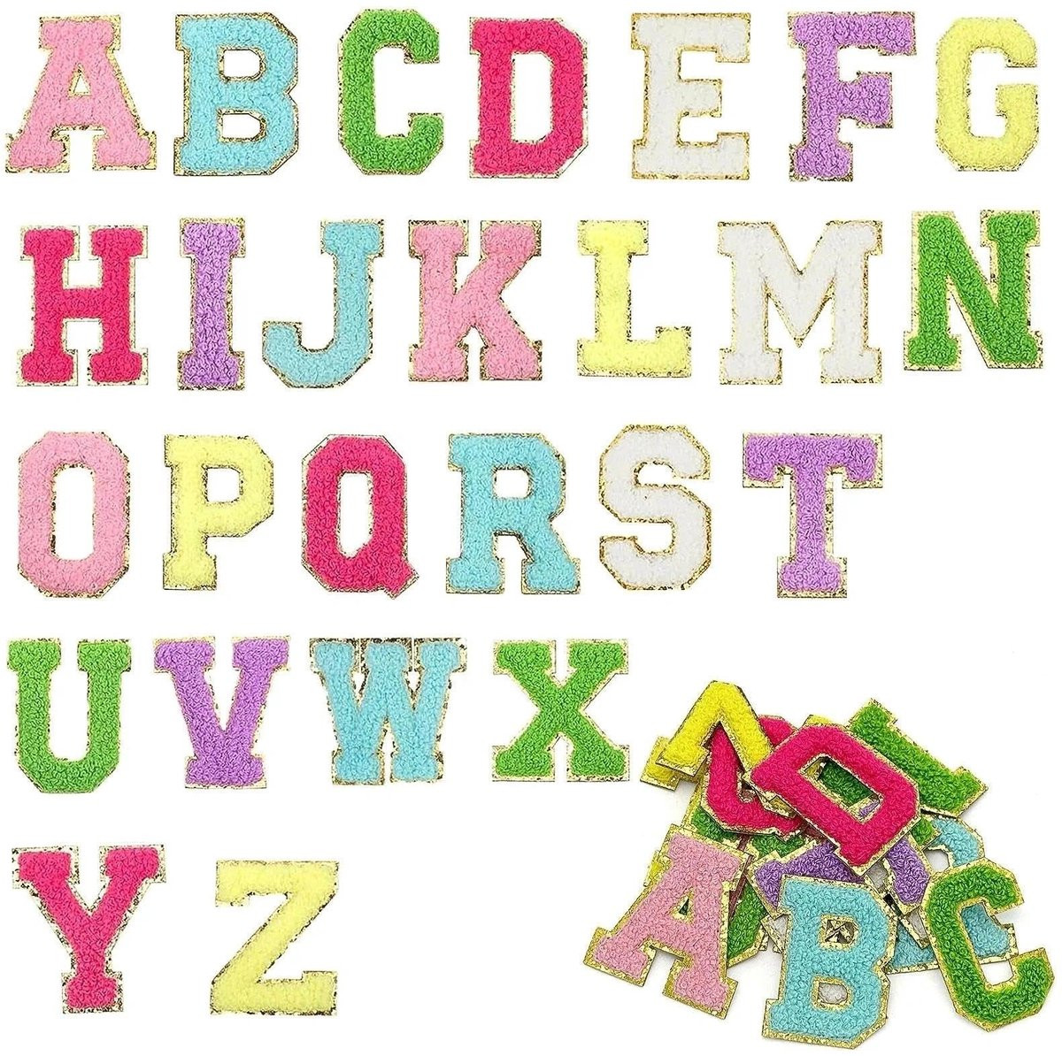 Omgoods 26 Zelfklevende Letters met Gouden Rand