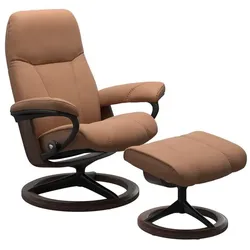Stressless Sessel mit Hocker Consul Signature Leder Braun Batick Latte M (Medium)