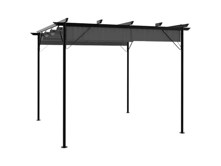 Pergola avec toit rétractable, anthracite, 3x3 m, acier 180 g/m², pergola décorative d'extérieur, arches de jardin pour fleurs