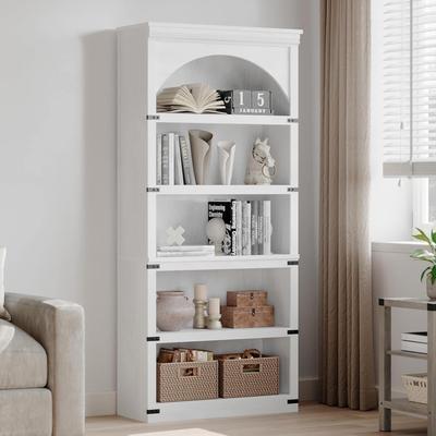 Garvee Farmhouse Arched Bookcase, 68.7in 5 Tier Bookshelf, Wooden Base