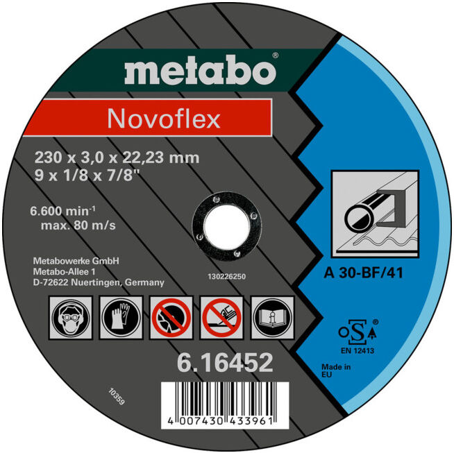 Novoflex 115 x 3,0 x 22,23 acier, meule de tronçonnage, modèle coudé metabo (616420000)