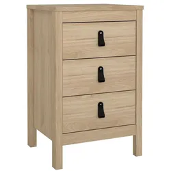 Dmora Lombardei - Nachttisch, 44x38x70h cm Eiche Braun, 3 Schubladen