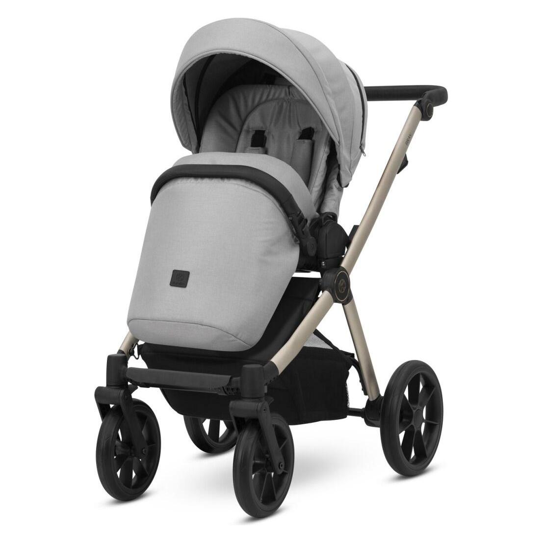 Kunert BRAV 3in1 Kinderwagen in Grau mit Champagnerrahmen, Gelrädern und Autositz Cosmo (65280505)