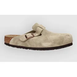 Birkenstock Boston Soft Footbed Suede Leather Sandalen taupe Gr. 42