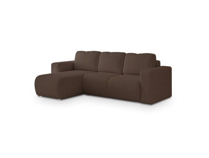 Canapé d'angle RINOVA Canape Convertible - Angle - 3 places - 250x143x85 cm - Tissu bouclette QUELLE 25 - Marron
