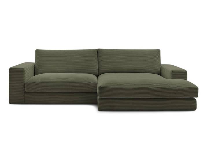 Ecksofa BOBOCHIC LEONARD Cord-Stoff hellgrün