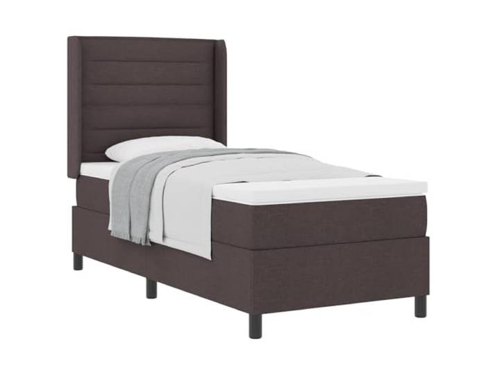 KKgypkn Boxspringbett mit Matratze Dunkelbraun 200 x 90 cm Stoff, inklusive Lattenrost und Taschenfederkernmatratze, verstellbares Kopfteil