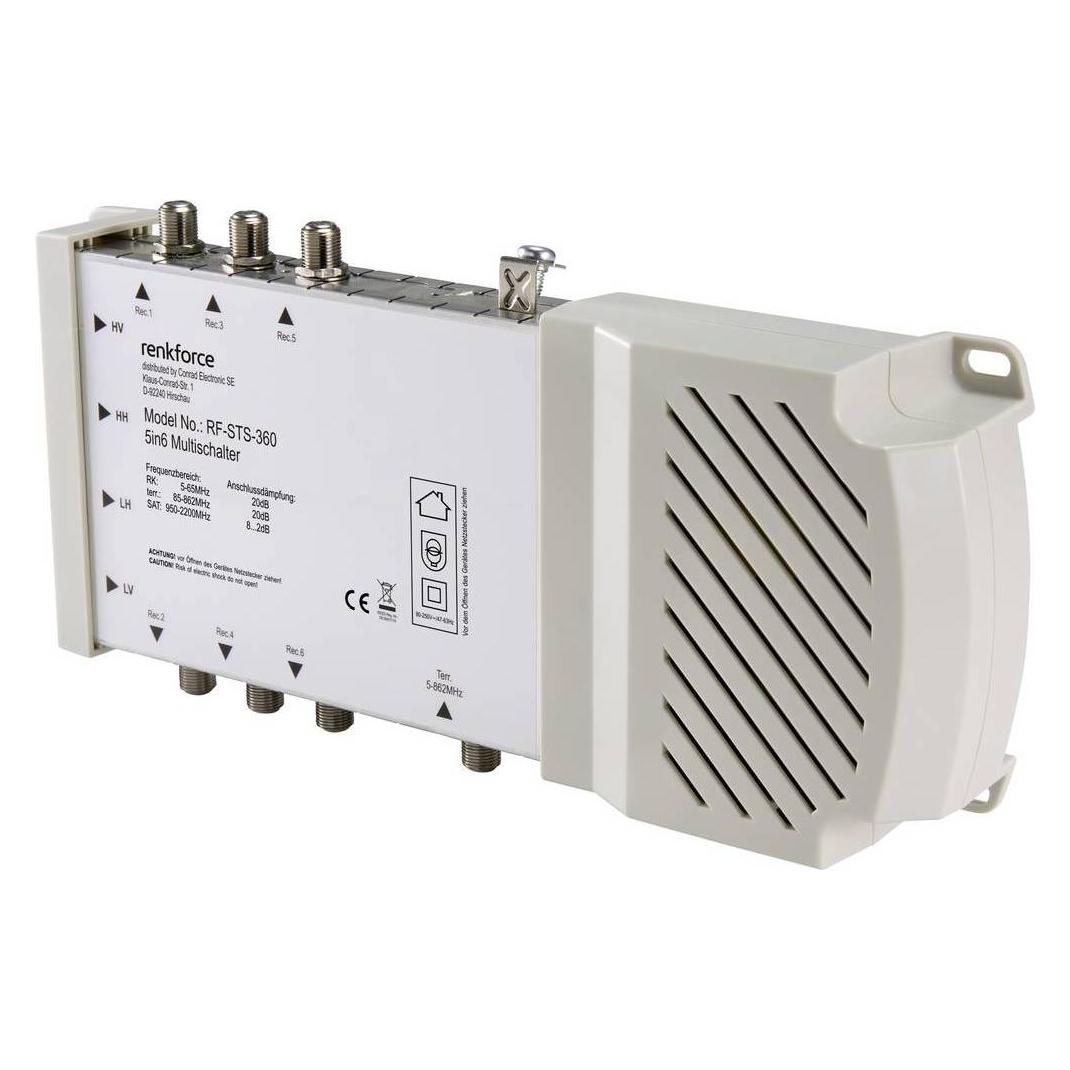 Renkforce RF-STS-360 SAT Multischalter Eingänge (Multischalter): 5 (4 SAT/1 terrestrisch) Teilnehmer-Anzahl: 6 (Multischalter) (RF-4510558)