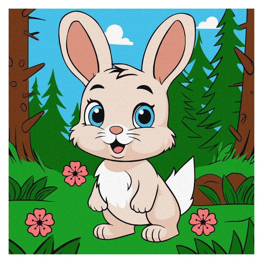 Ideyka Malen nach Zahlen - Ein entzückender Hase 25 x 25 cm (KHO6112)