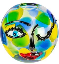 Dale Tiffany Winking Muse Multi color Hand Blown Art Glass Vase - N/A
