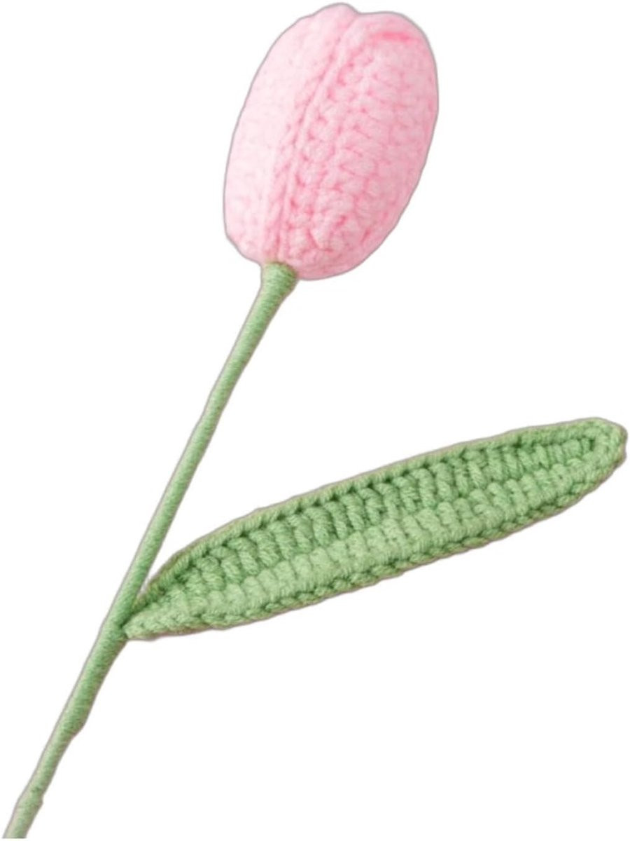 Handgeweven gehaakte tulpen decoratie in de kleur roze