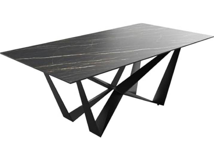 DELIFE Esszimmertisch Edge Laminam® Keramik Braun 200x100cm Mittelfuß