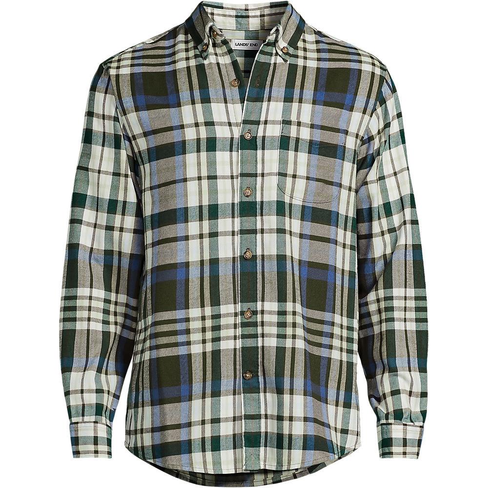 Flanellhemd Flagship, Classic Fit für Herren, Herren, size: regular, Elfenbein, Baumwolle/Baumwoll-Mischung/Polyester-Mischung, by Lands' End