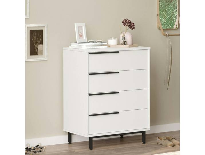 Commode haute 4 tiroirs JENA - Blanc