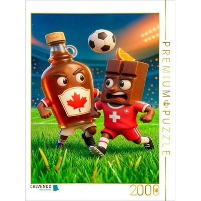CALVENDO Puzzle Kanadischer Ahornsirup trifft Schweizer Schokolade in lebendiger Stadionszene | 2000 Teile Lege-Größe 90x67cm Foto-Puzzle für