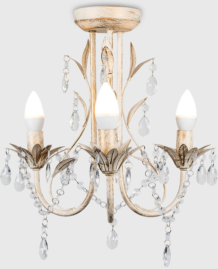 Rosdorf Park Blum 3 - Light Candle Style Chandelier Distressed White 30cm H X 30cm W
