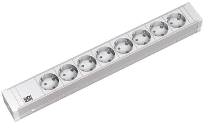 Bachmann Multiprise 19 pouces 8x prises avec protection H=52mm blanc 333.001 (333.001)