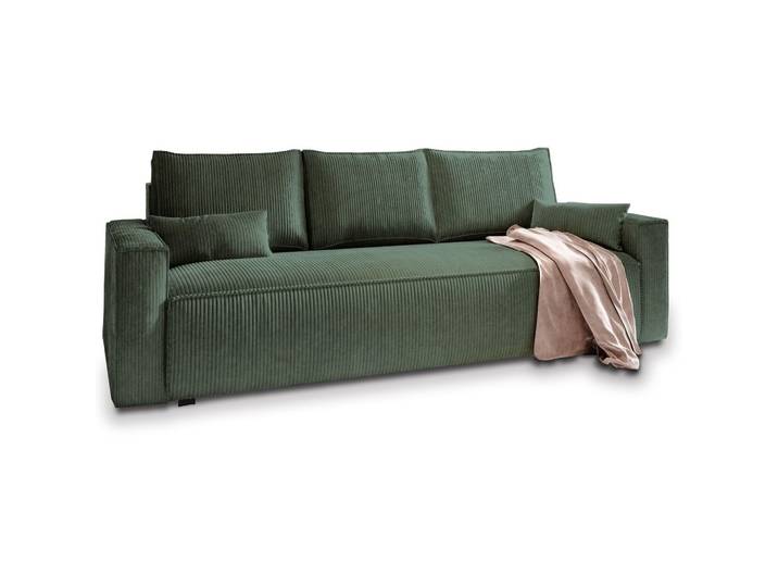 BETTSOFA MENI Grün Kordstoff mit Schlaffunktion