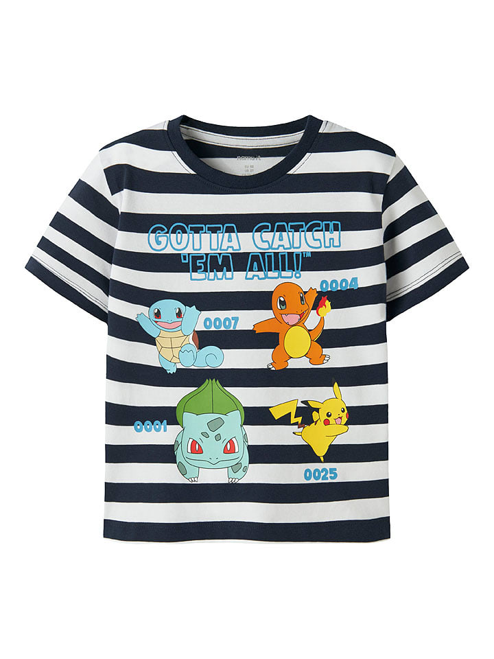 name it Shirt "Malone" in Weiß/ Dunkelblau - 116