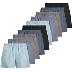 JACK&JONES Herren Web-Boxershorts, 10er Pack - JACMILANO WOVEN BOXERS 10 PACK, Baumwolle Schwarz/Braun/Blau / XL