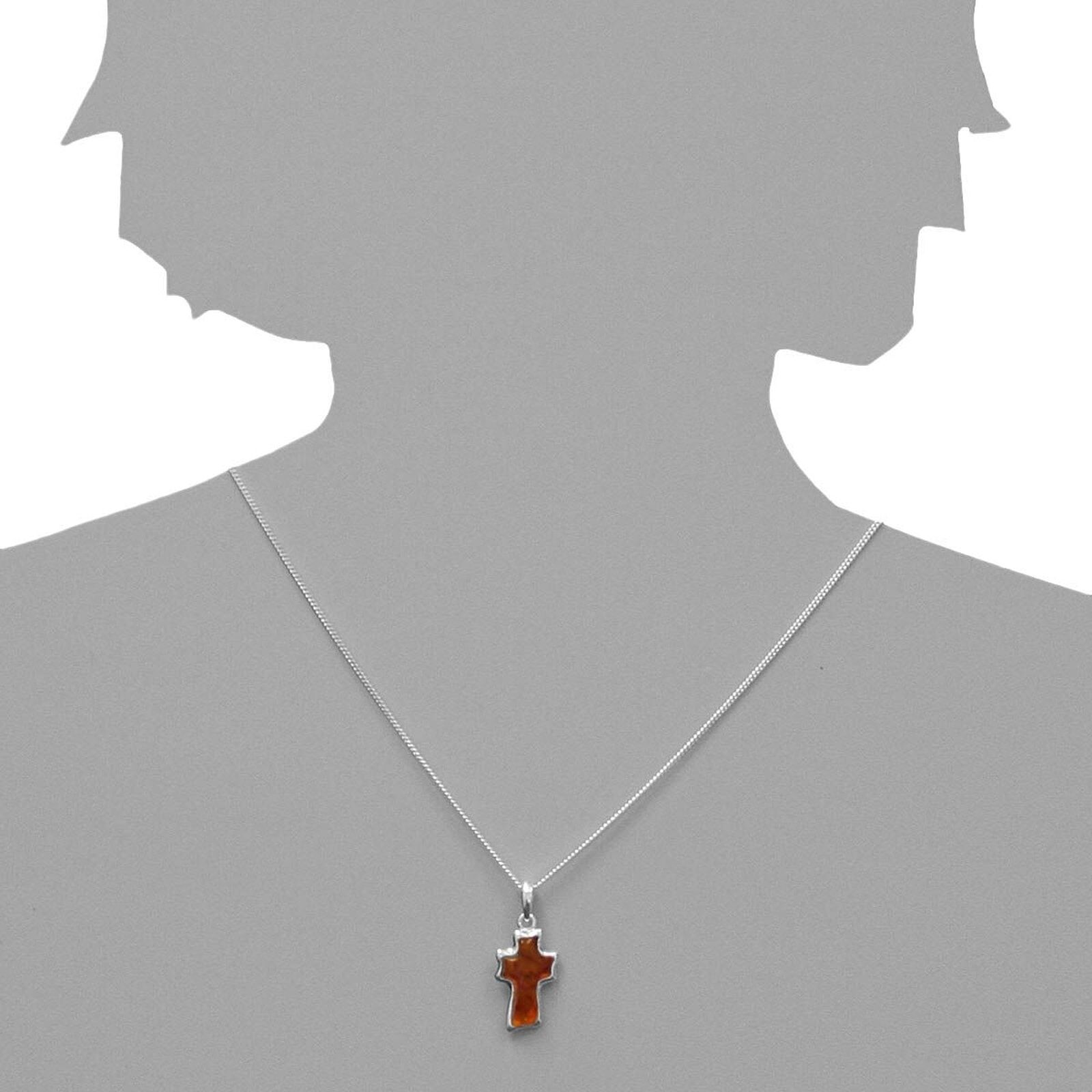 Kette mit Anhänger OSTSEE-SCHMUCK "Ostsee-Schmuck Kette mit Anhänger Kreuz Kette mit Anhänger Kreuz" Gr. 45, silber (weiß, neutral), Halsketten, 45cm, Silber 925 (Sterlingsilber), L: 42, Kette mit Anhänger