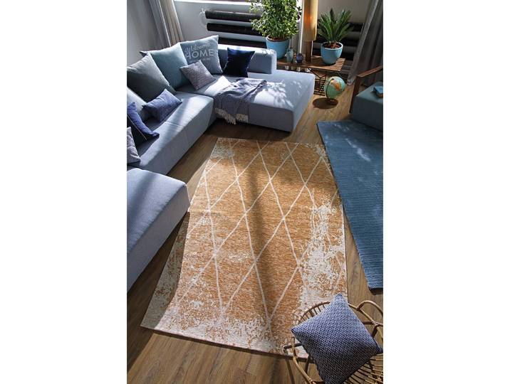 Kurzflorteppich Fine Lines Gold/Gold 68 x 130cm Mischgewebe