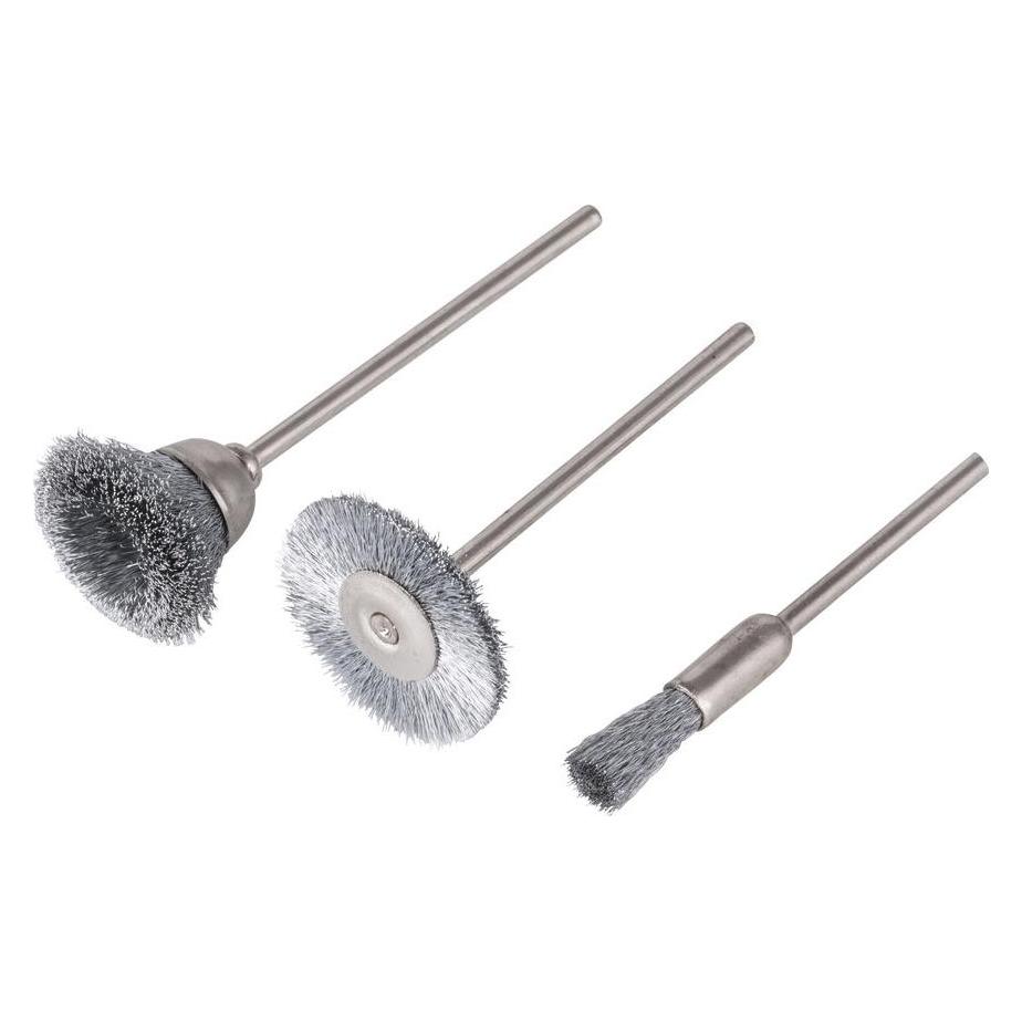 wolfcraft 1 Stahldraht-Minibürsten-Set 3-tlg. (2114000)