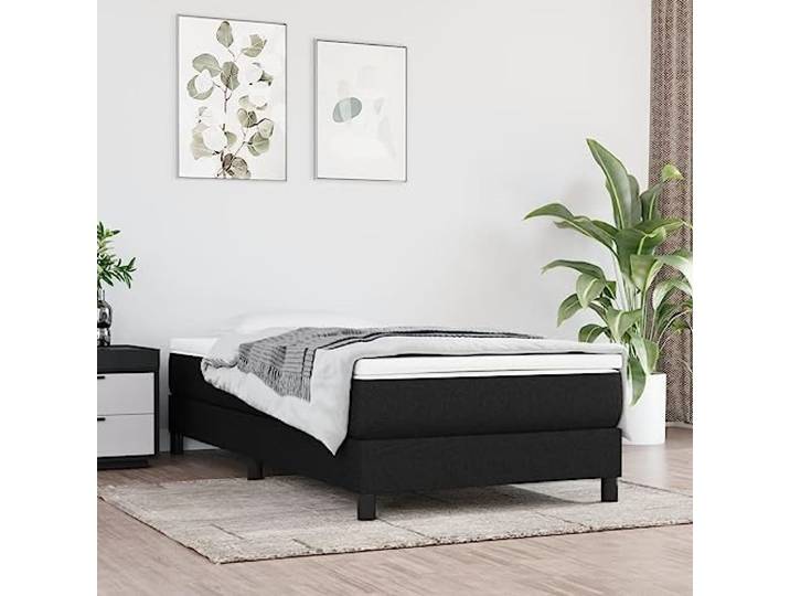 RJPLMFV Lattenrost mit Matratze, Schwarz, 80 x 200 cm Taschenfedern, mittlere Unterstützung, atmungsaktiver Stoff, Sperrholzlatten