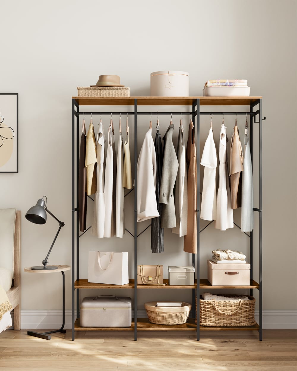 SONGMICS Armoire vêtements pliable avec tringle 40 x 141 x 180 cm marron Marron 141x180x40cm