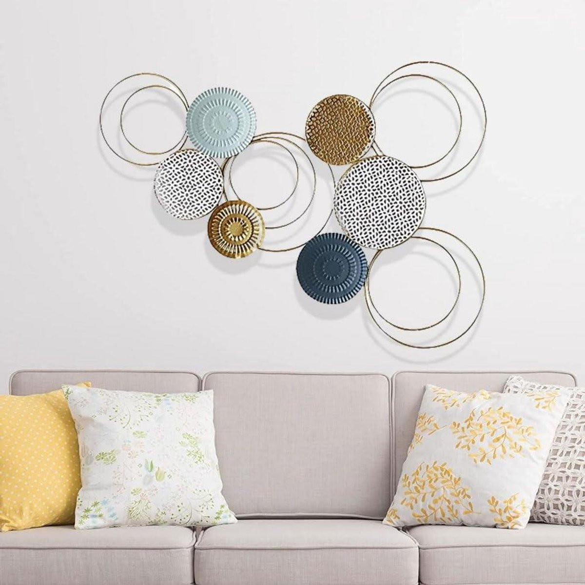 Metalen Wanddecoratie Cirkel - Handgesmeed Smeedijzer - Mat - 65 x 41 cm