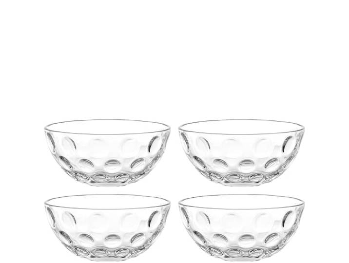 LEONARDO HOME CUCINA OPTIC 066352 Lot de 4 bols Pour dessert\, sauces\, accompagnements Polyvalent au quotidien Empilables Compacts Design moderne pour table et cuisine Hauteur 6\,5 cm