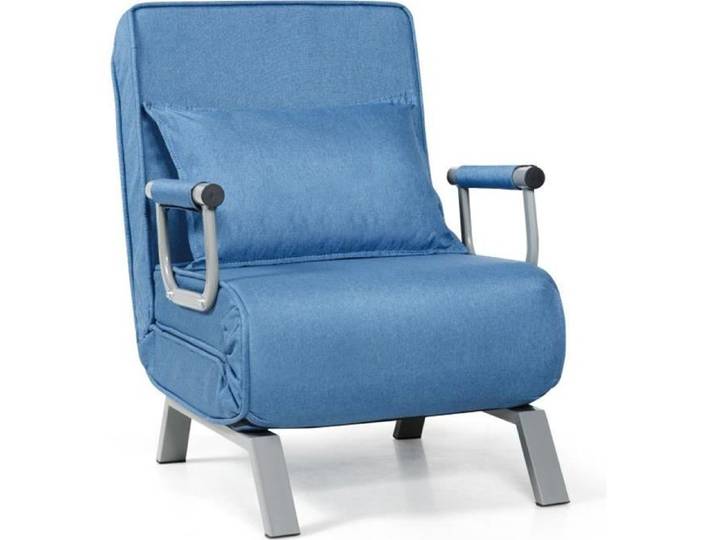 DREAMADE Fauteuil Convertible 3 en 1 avec Dossier Réglable à 5 Positions Chauffeuse avec Accoudoir et Coussin pour Salon Bureau